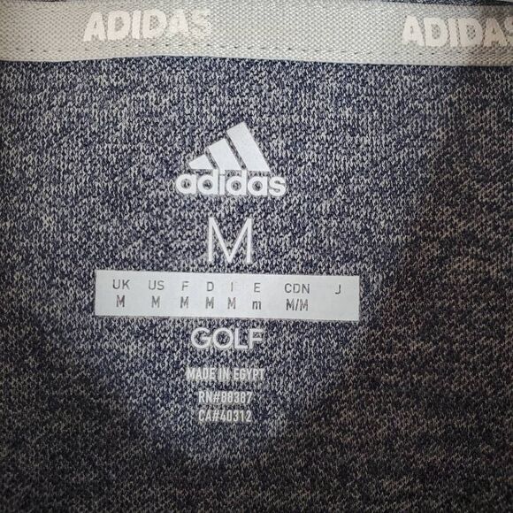 Adidas Marled Short Sleeve Performance Golf Polo Shirt Blue Grey UPF 30 Medium - Picture 7 of 12